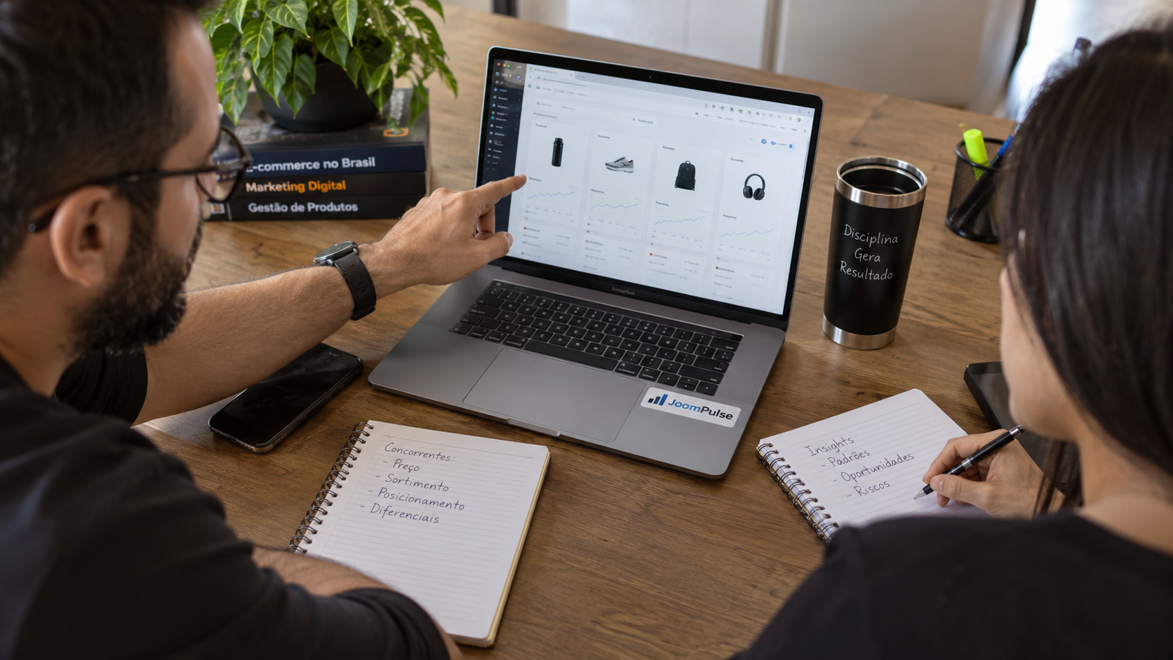 Imagem fotográfica gerada por IA sobre JoomPulse e análise de dados