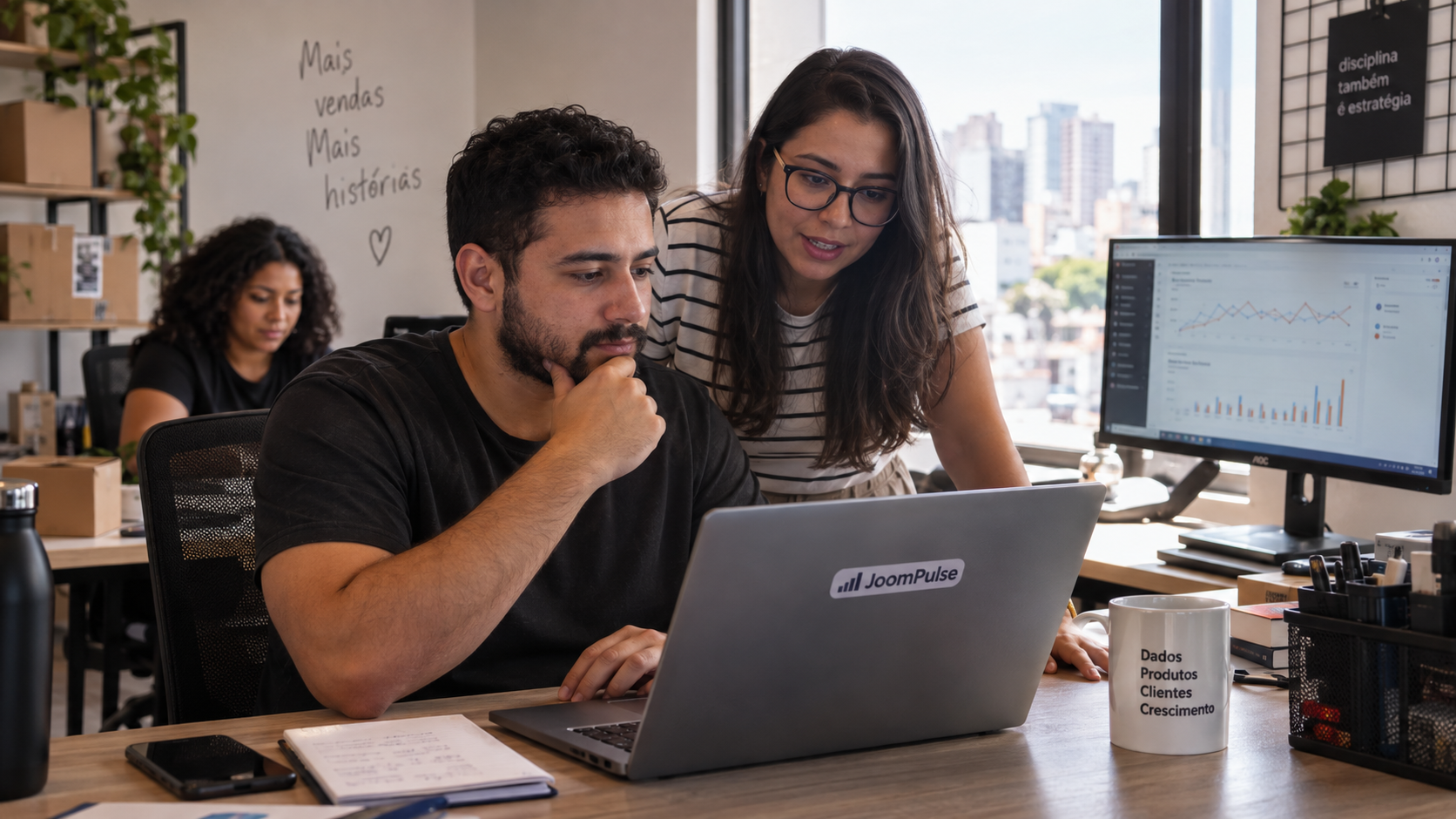 Imagem fotográfica gerada por IA sobre JoomPulse e análise de dados