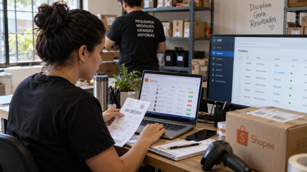 Shopee: rotina de conferência entre pedido, nota e envio