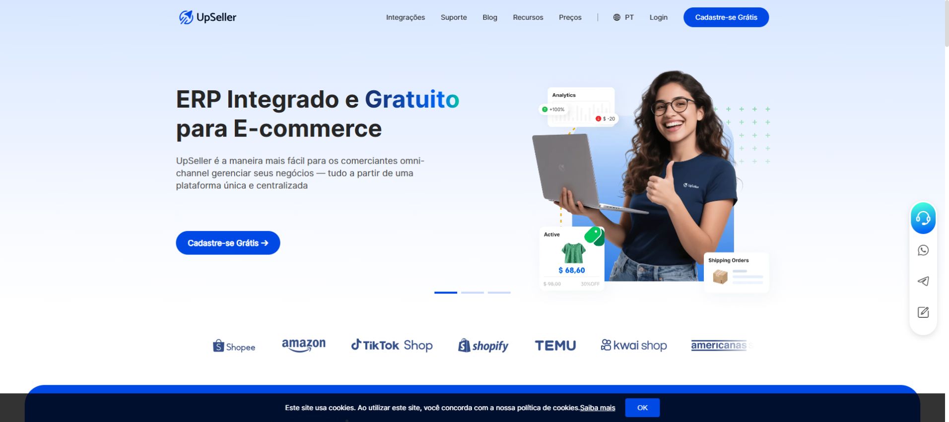 Captura de Página pública do UpSeller: referência pública para localizar informações oficiais